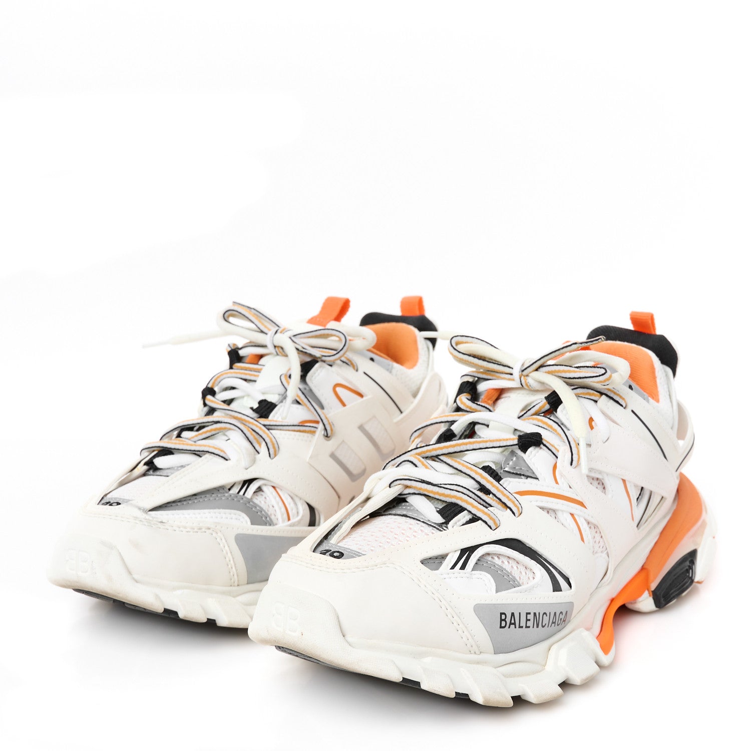Balenciaga Rubber Mesh Fabric Recycled Sole Womens Track Sneakers 39 White Orange 4 of 10