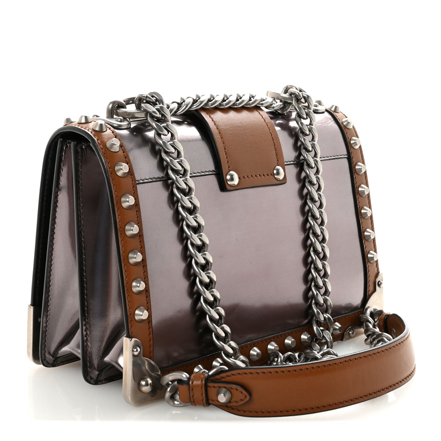 Metallic Vitello Calfskin Cahier Bag Ferro Cuoio