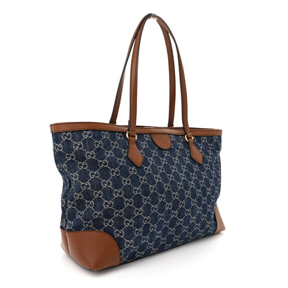 Gucci New Denim GG Monogram Medium Ophidia Shopping Tote Blue Tea Cuir 3 of 11