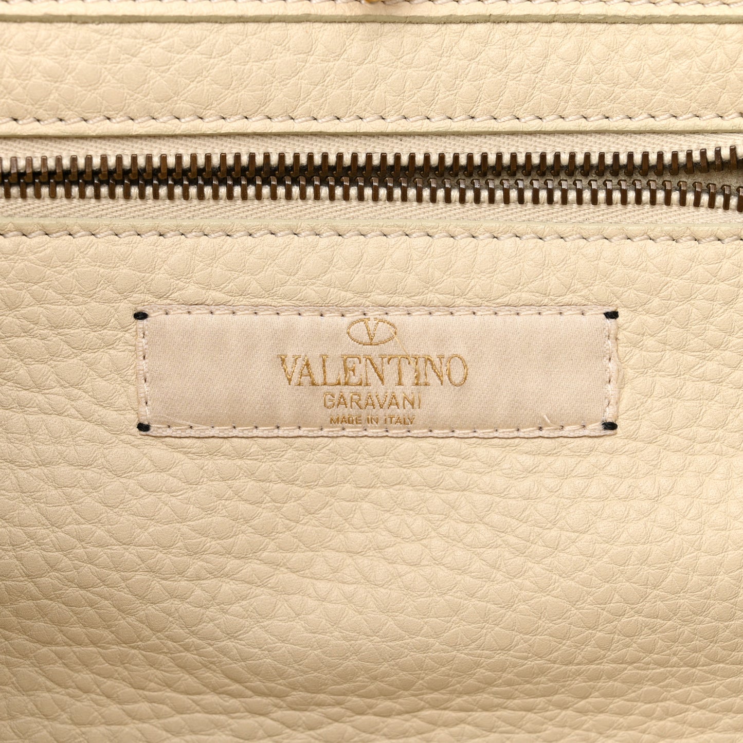 Grained Calfskin Turquoise Small Rockstud Rolling Tote Light Ivory