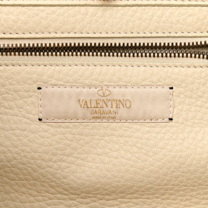 Valentino Garavani Grained Calfskin Turquoise Small Rockstud Rolling Tote Light Ivory 6 of 16