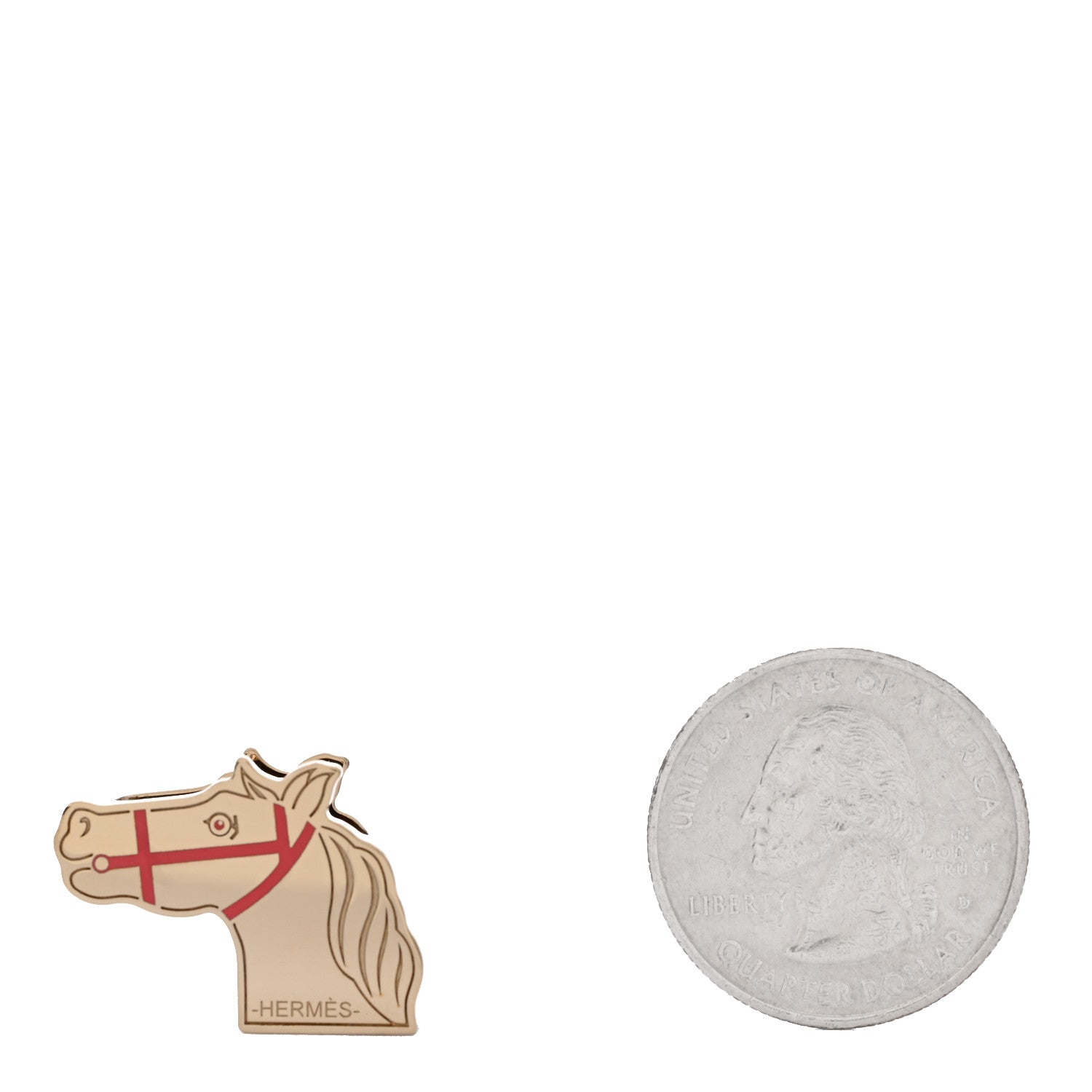 Hermes Permabrass Lacquered Quadrige Twilly Scarf Ring Rose Corail 2 of 4