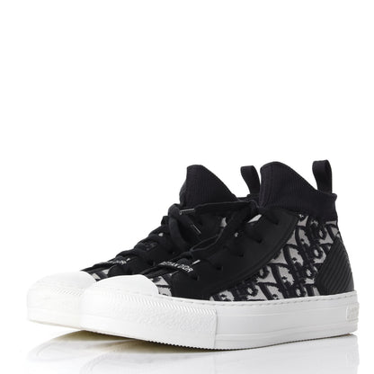 Christian Dior Technical Knit Calfskin Oblique Womens Walk'n Dior Mid Top Sneakers 37.5 Deep Blue 3 of 11