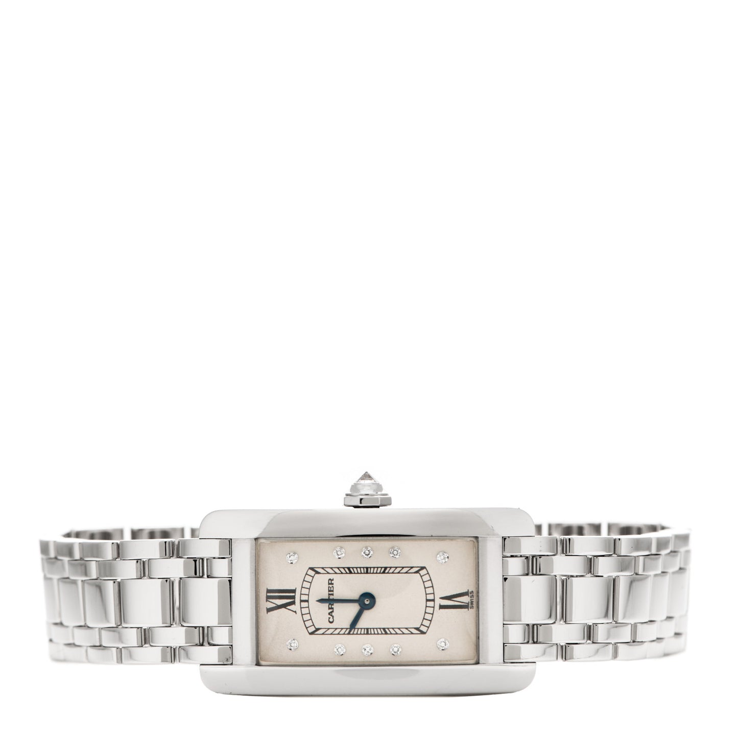 18K White Gold Diamond 19mm Tank Americaine Quartz Watch