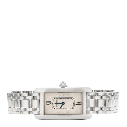 Cartier 18K White Gold Diamond 19mm Tank Americaine Quartz Watch 2 of 4