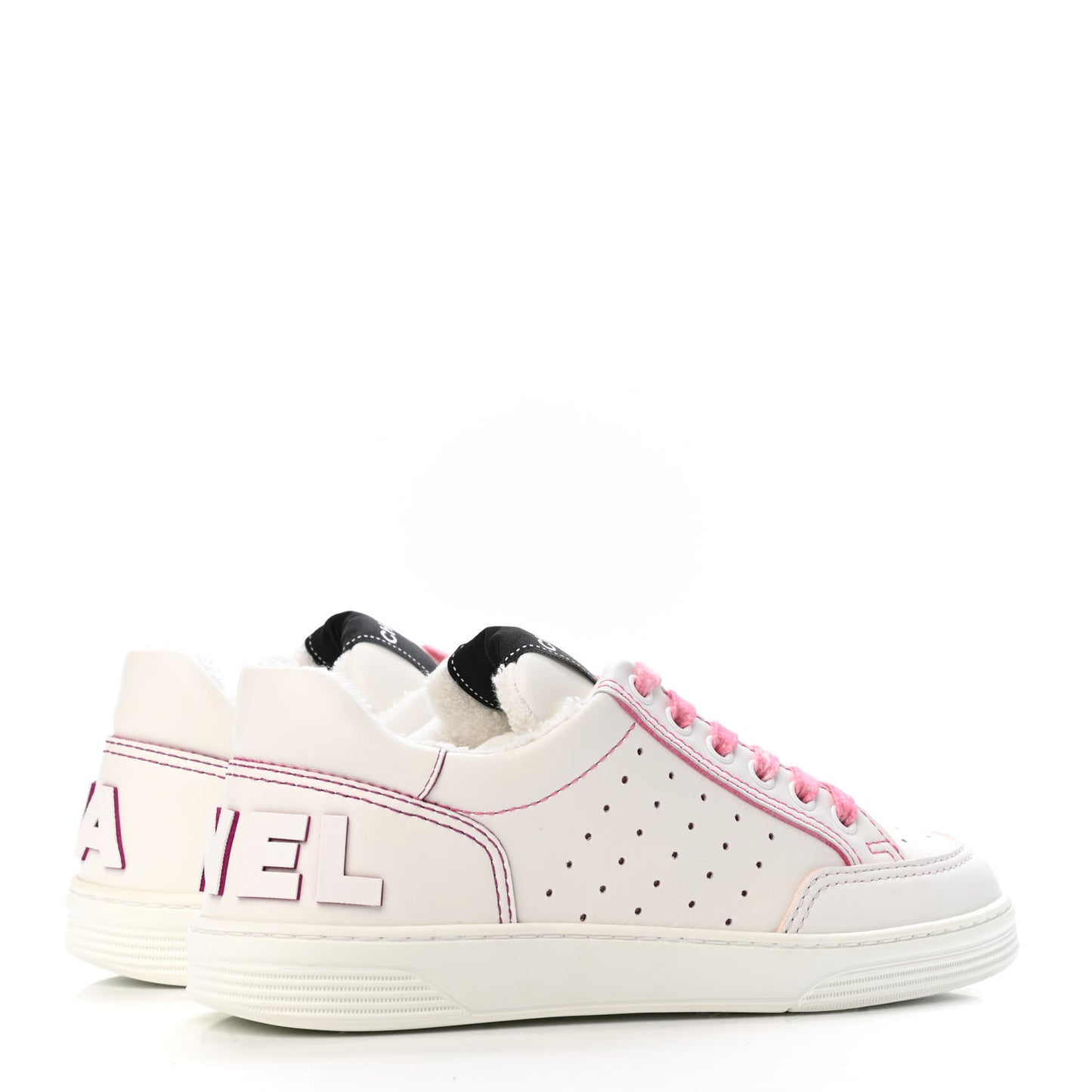 Calfskin Womens Logo Sneakers 36.5 White Pink