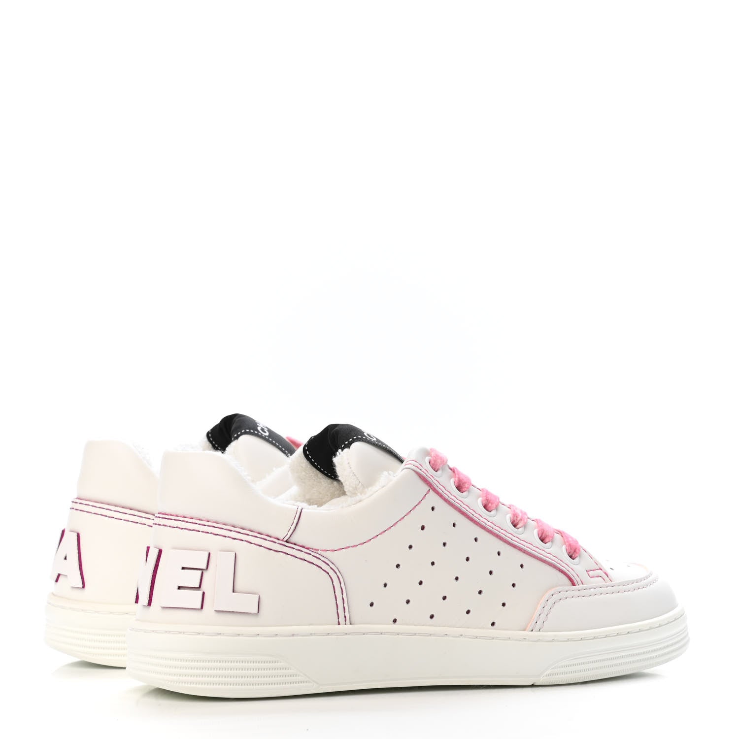 Chanel Calfskin Womens Logo Sneakers 36.5 White Pink 3 of 4