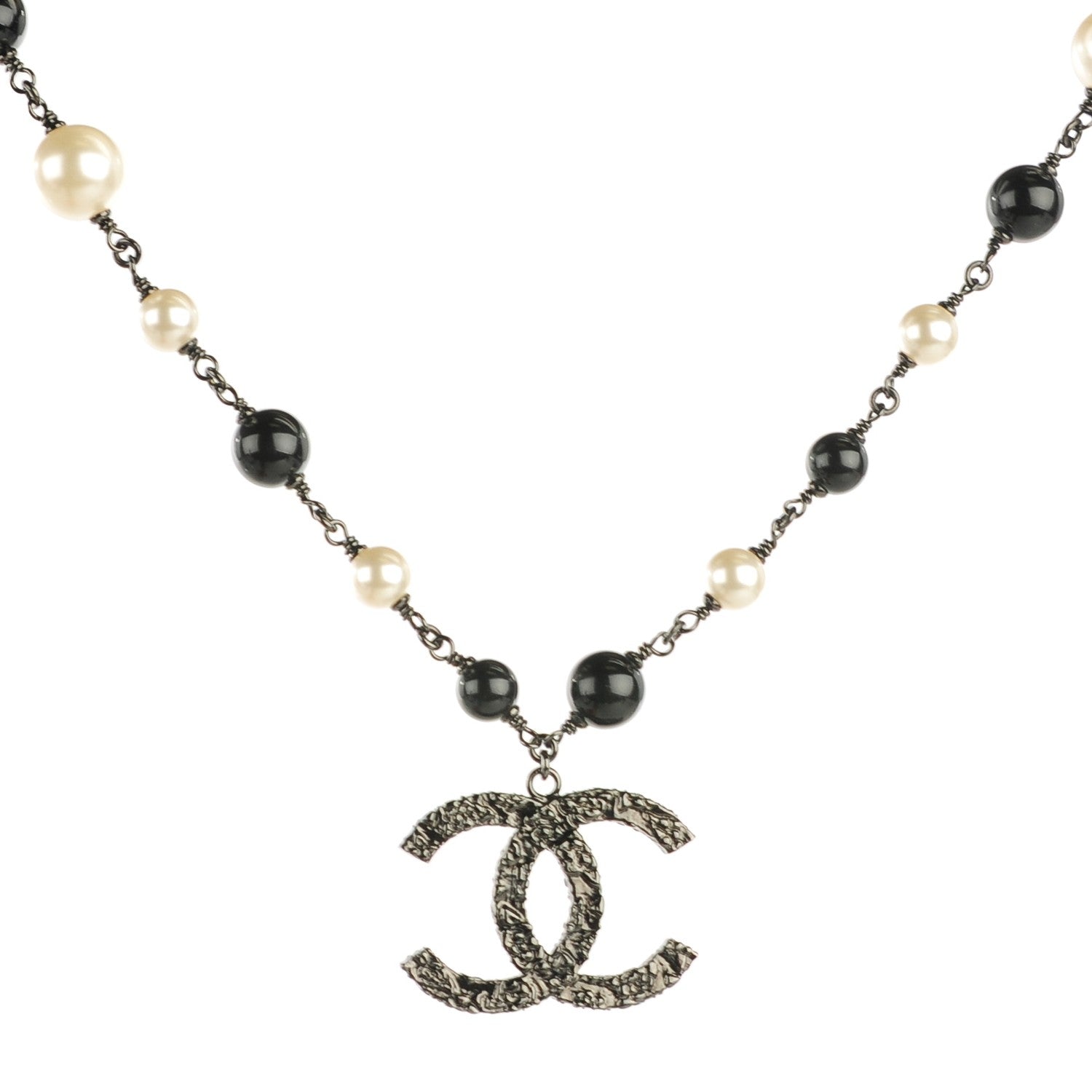 Chanel Ruthenium Beaded CC Short Necklace Black 1 of 6