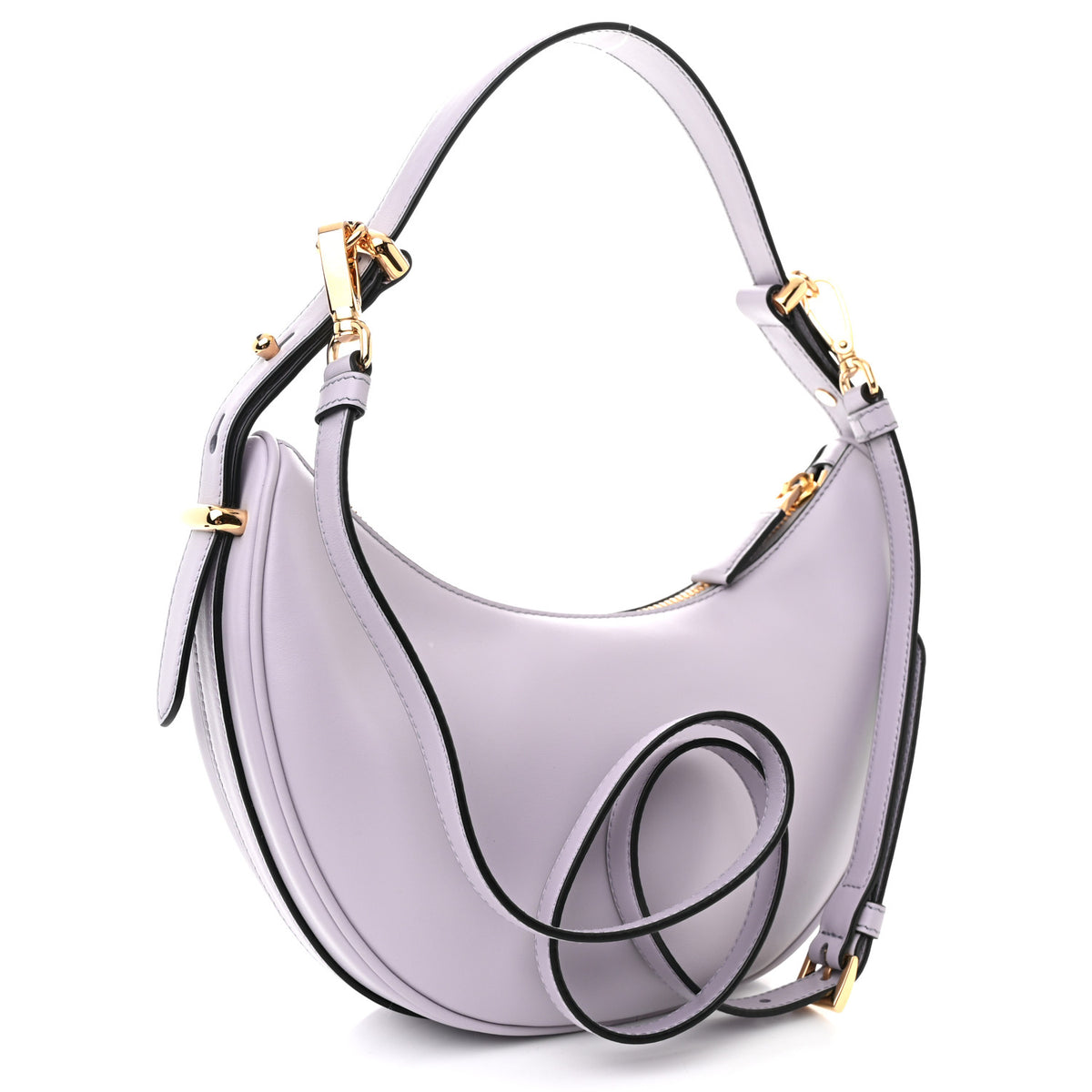 Prada Soft Calfskin Arque Shoulder Bag Glicine 3 of 10