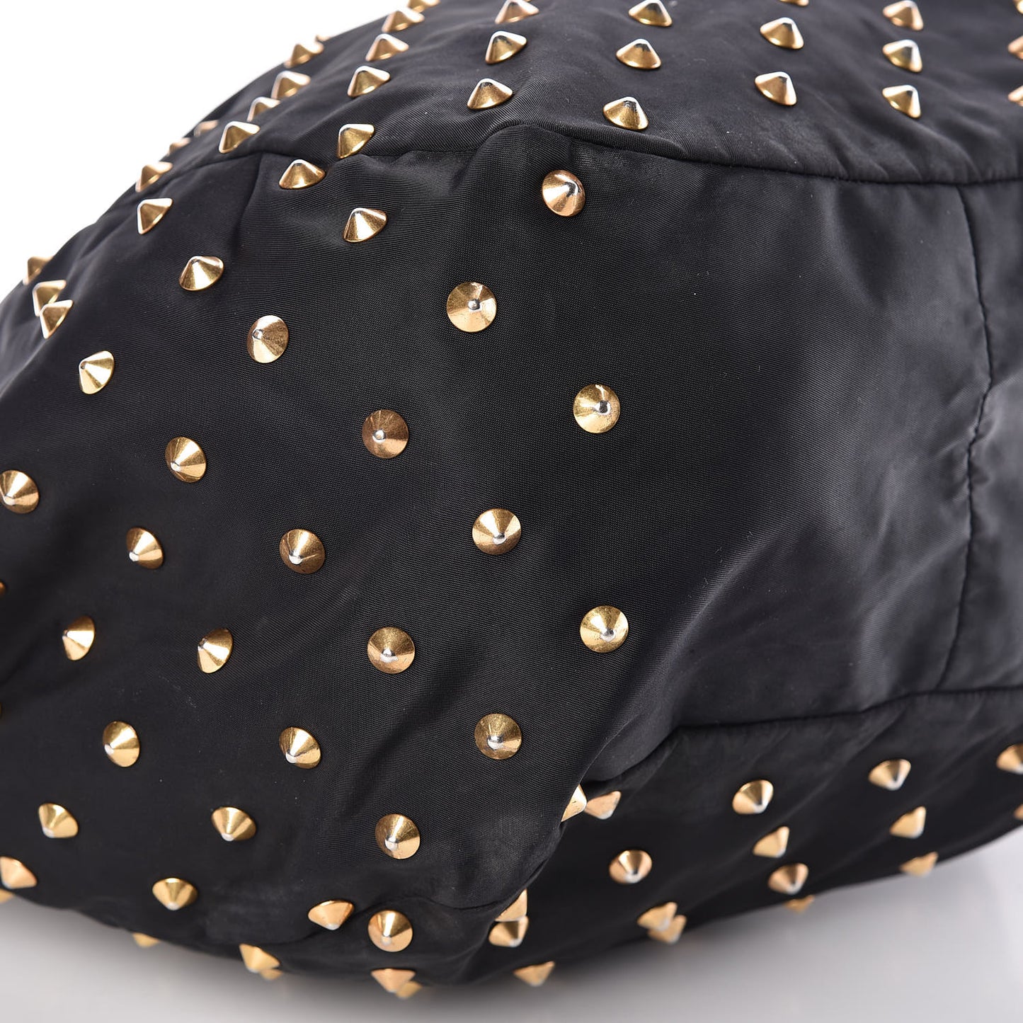 Nylon Studded Shoulder Bag Black