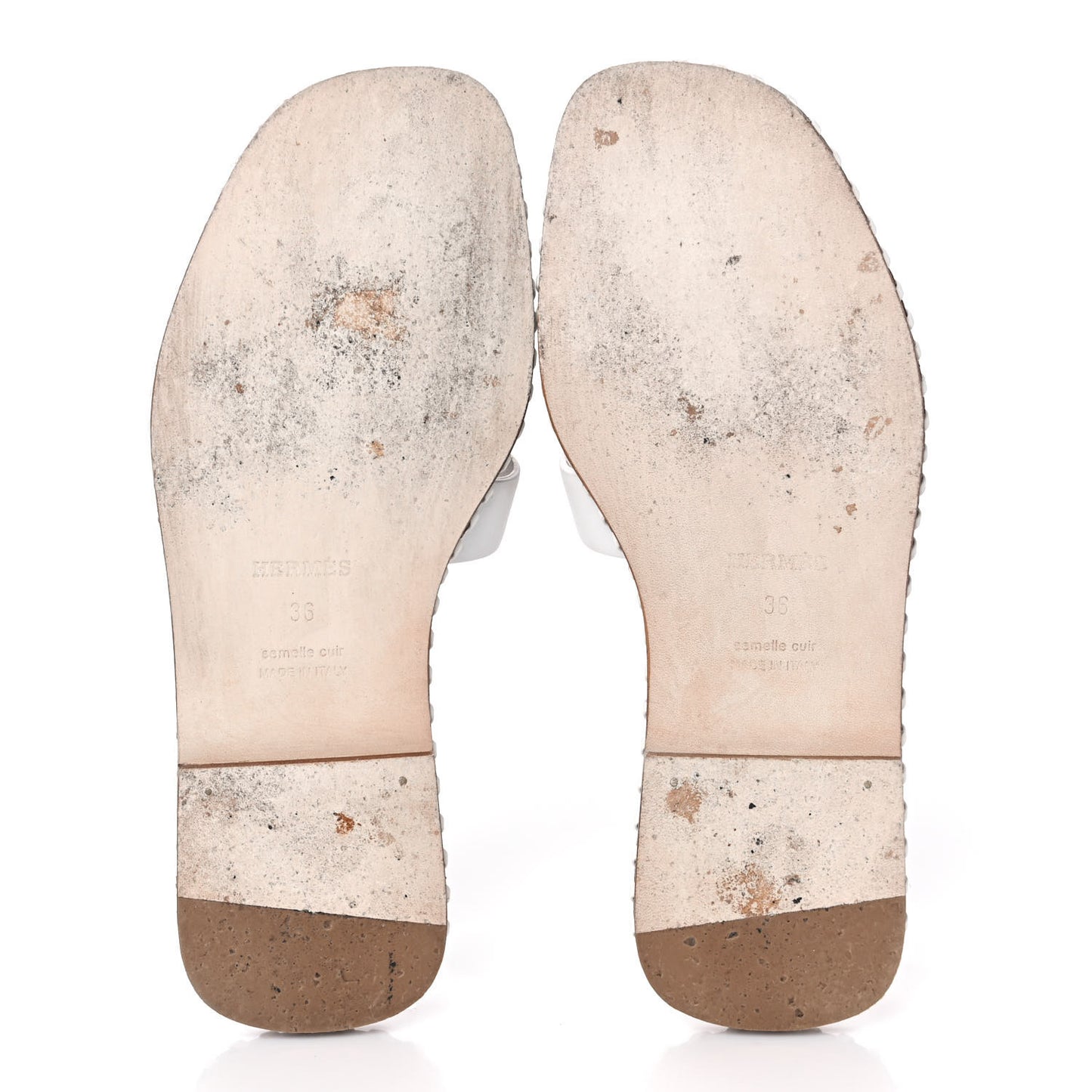 Calfskin Braided Oran Sandals 36 White