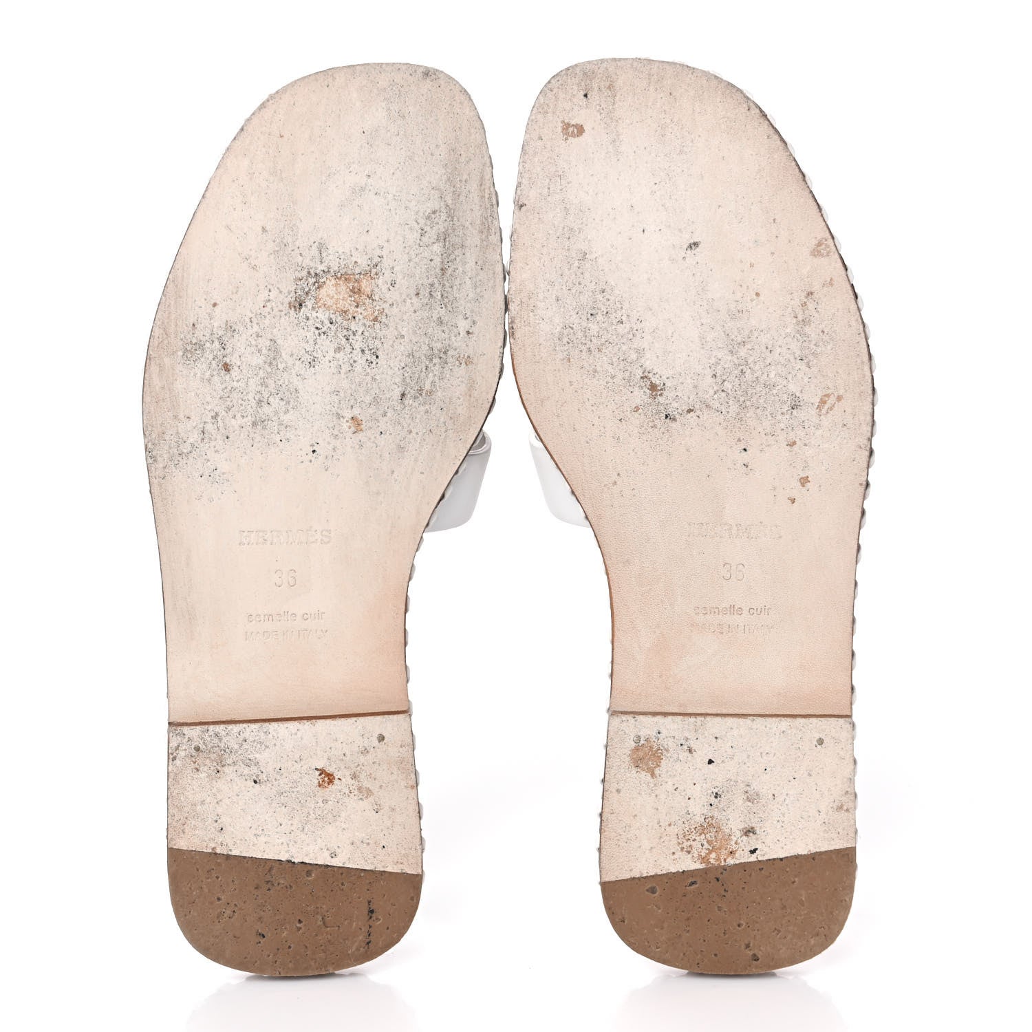 Hermes Calfskin Braided Oran Sandals 36 White 5 of 9