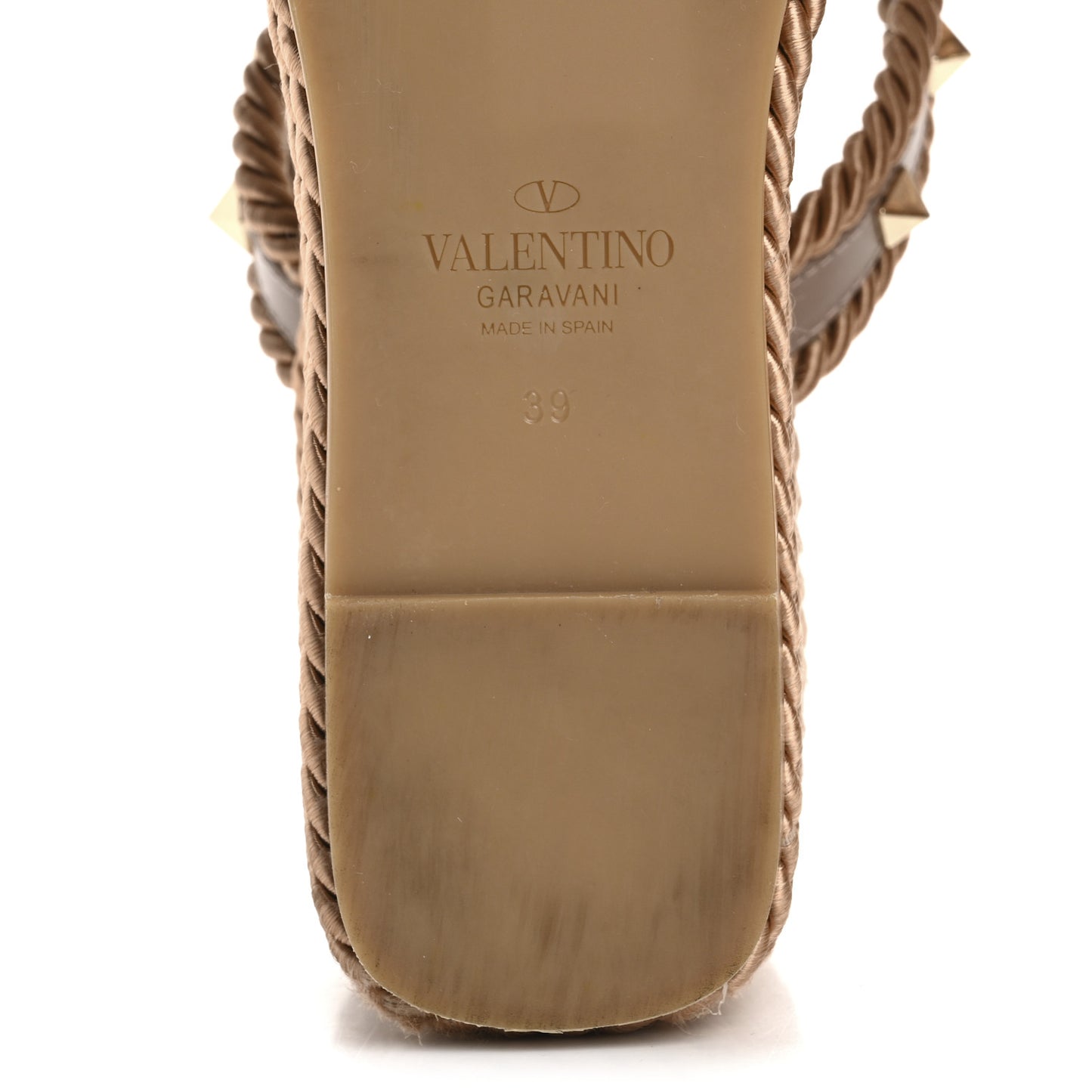 Calfskin Rockstud Torchon Espadrille Caged 25/95mm Wedge Sandals 39 Poudre