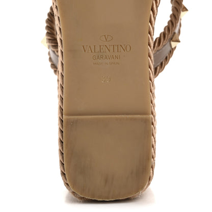 Valentino Garavani Calfskin Rockstud Torchon Espadrille Caged 25/95mm Wedge Sandals 39 Poudre 8 of 8