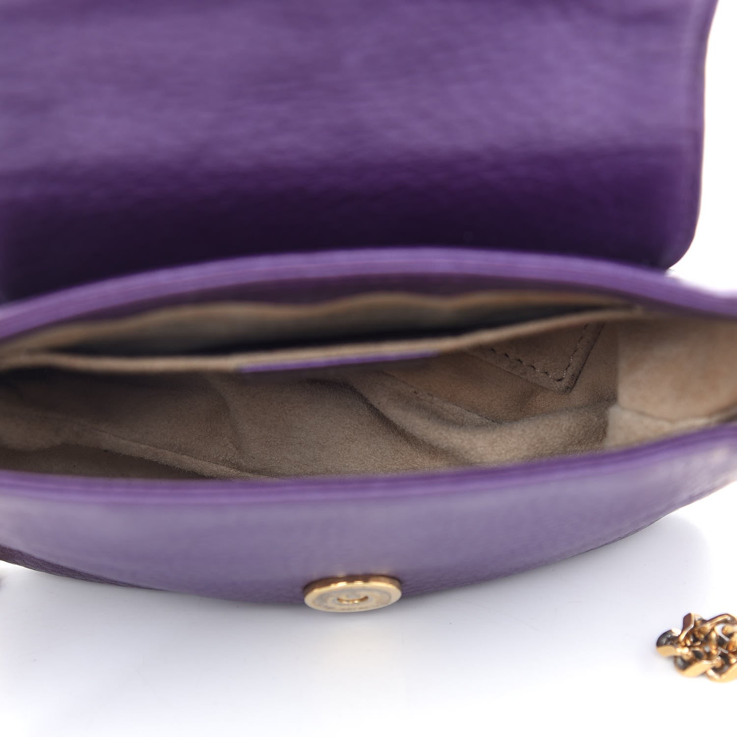 Gucci Metallic Pebbled Calfskin Small 1973 Chain Shoulder Bag Purple 4 of 8
