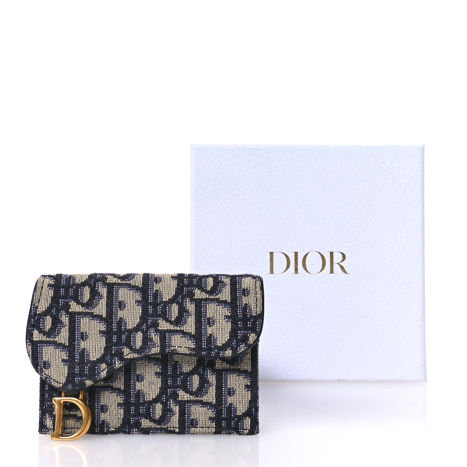 Christian Dior Oblique Saddle Card Holder Blue 7 of 7