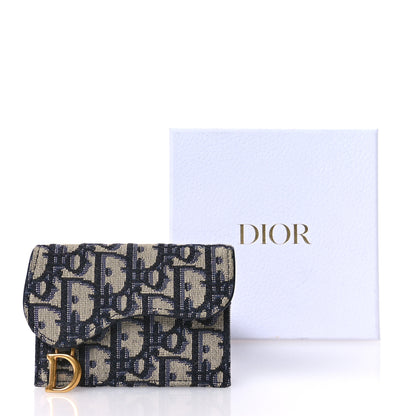 Christian Dior Oblique Saddle Card Holder Blue 7 of 7