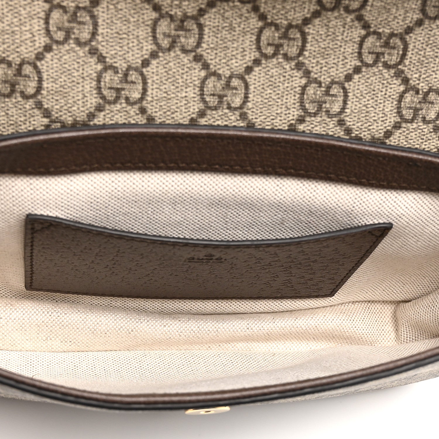 Gucci GG Supreme Monogram Textured Dollar Calfskin Web Mini Ophidia Envelope Shoulder Bag Beige Ebony 5 of 10