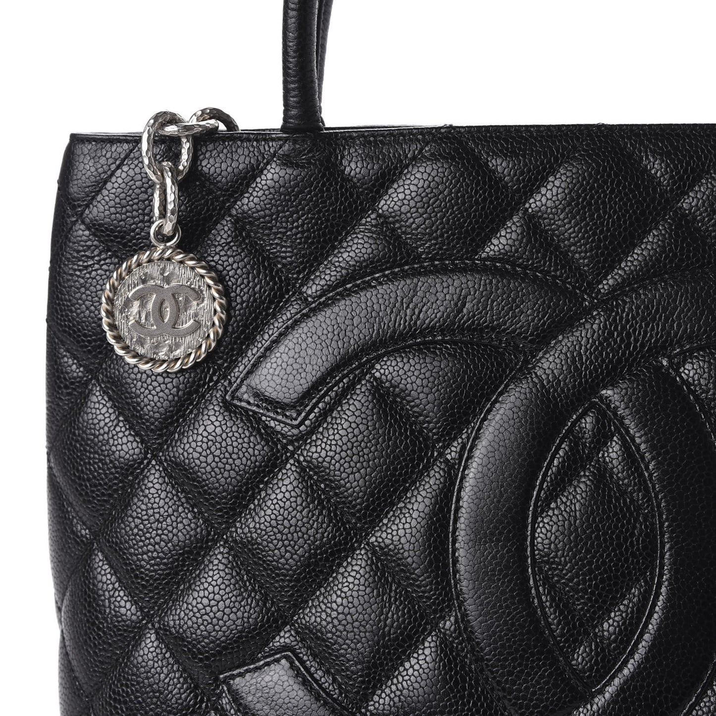 Caviar Quilted Medallion Tote Black