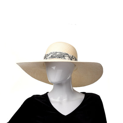 Hermes Straw Brides De Gala Panama Hat 57 Naturel Ecru Black 2 of 9