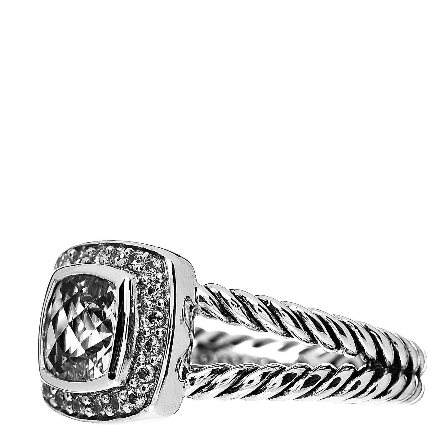 Sterling Silver Diamond White Topaz 7mm Petite Albion Ring 54 7