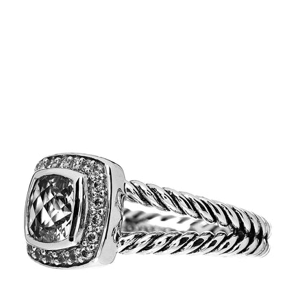 David Yurman Sterling Silver Diamond White Topaz 7mm Petite Albion Ring 54 7 3 of 5