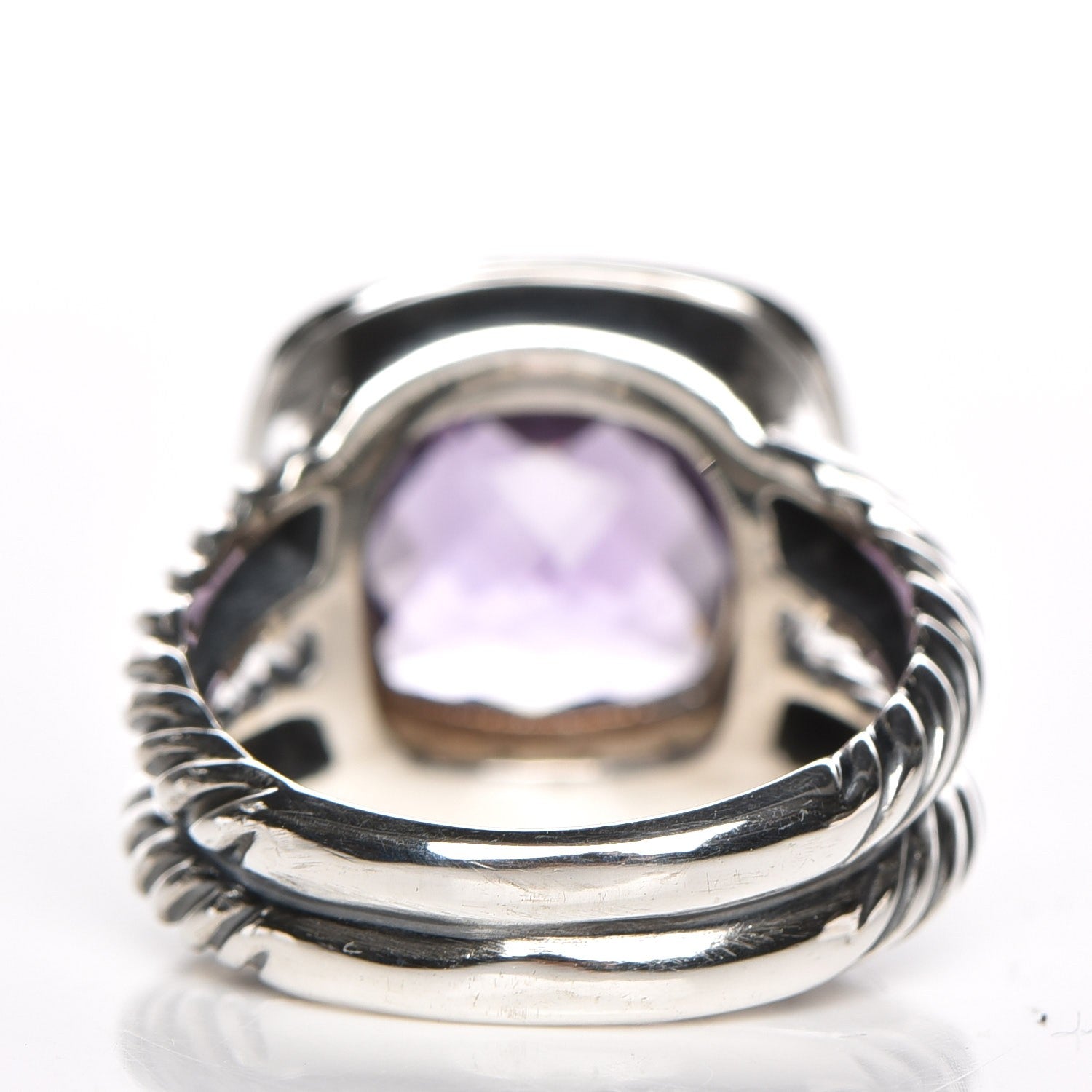 David Yurman Sterling Silver Diamond Amethyst 11mm Albion Ring 54 7 4 of 6