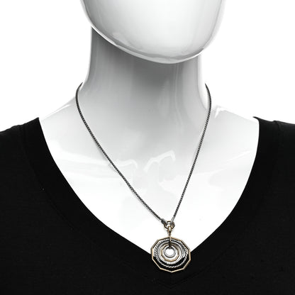 David Yurman Darkened Sterling Silver 18K Yellow Gold Diamond Medium Stax Pendant Necklace 2 of 4