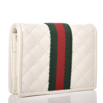 Gucci Calfskin Web Trapuntata GG Card Case Wallet Off White 3 of 9