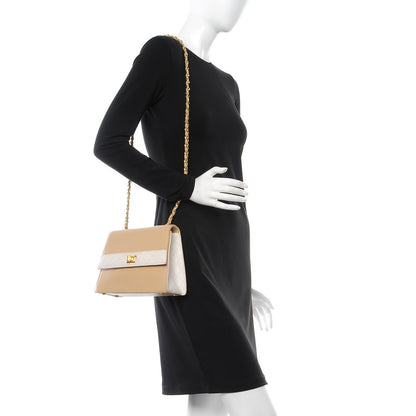 Chanel Lambskin Quilted Trapezoid Shoulder Flap Bag Beige White 2 of 13