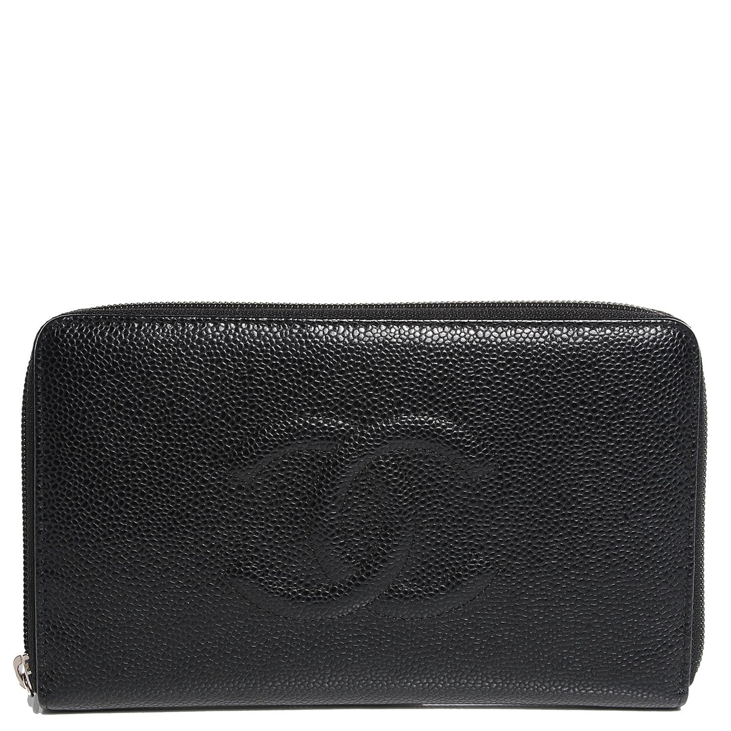 Caviar CC Timeless Large Zip Around Wallet Black
