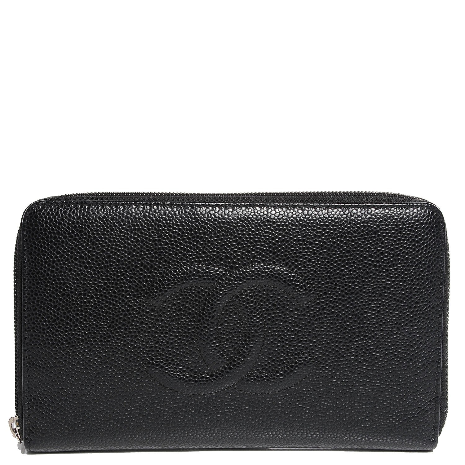 Chanel Caviar CC Timeless Large Zip Around Wallet Black 1 of 9