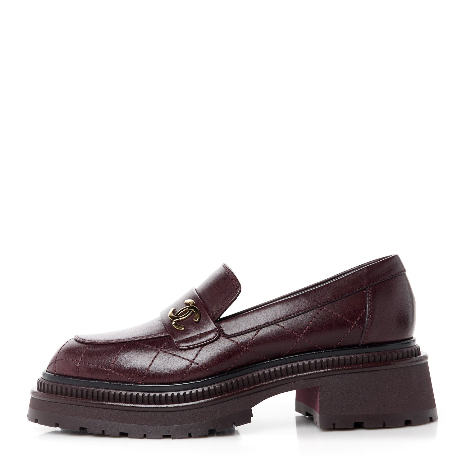 Chanel Calfskin Quilted CC Mocassin Loafers 36.5 Dark Purple 1 of 11
