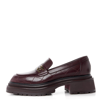 Chanel Calfskin Quilted CC Mocassin Loafers 36.5 Dark Purple 1 of 11