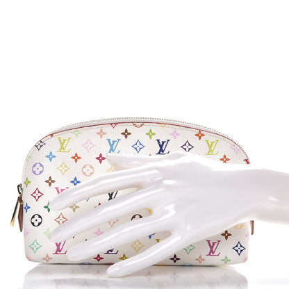 Louis Vuitton Monogram Multicolor Cosmetic Pouch White Litchi 2 of 8