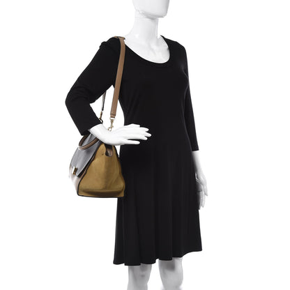 Celine Calfskin Suede Tri-color Small Trapeze Olive 2 of 15