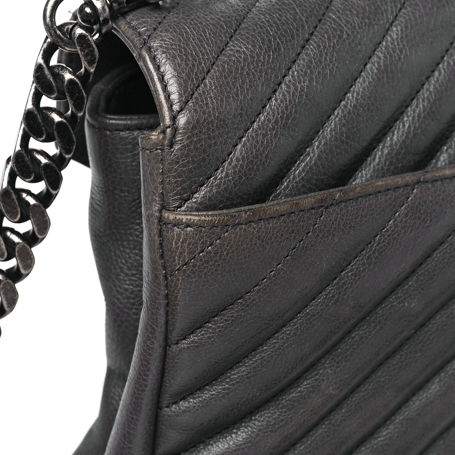 Saint Laurent Sheepskin Matelasse Chevron Monogram Medium College Bag Asphalt 13 of 13