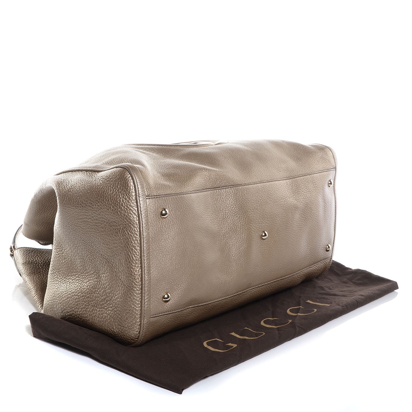 Metallic Pebbled Calfskin Large Soho Shoulder Bag Golden Beige