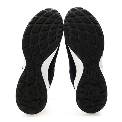 Chanel Fabric Suede Kidskin CC Sneakers 41 Dark Navy White 6 of 8