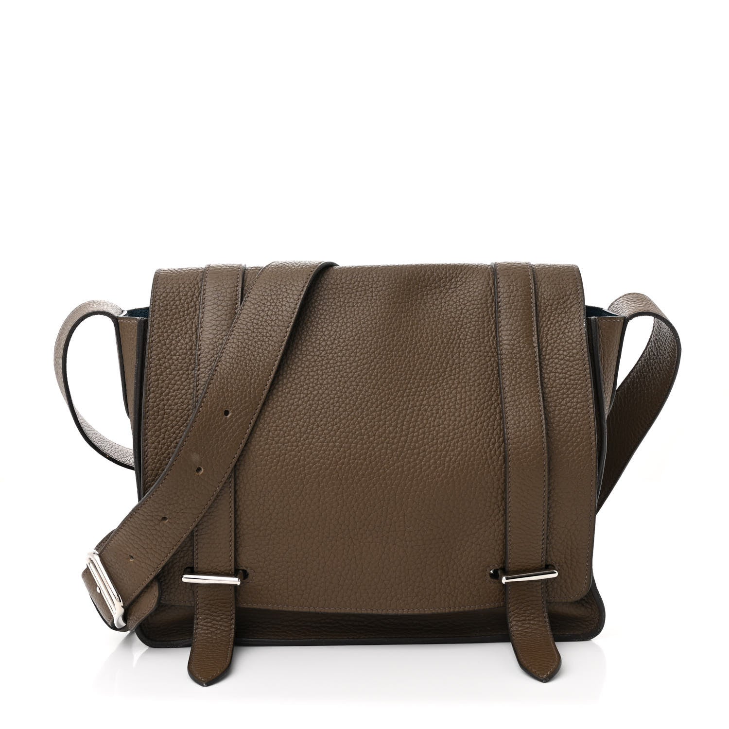 Hermes Taurillon Clemence Verso Steve Caporal Messenger Cacao Bleu Izmir 1 of 17