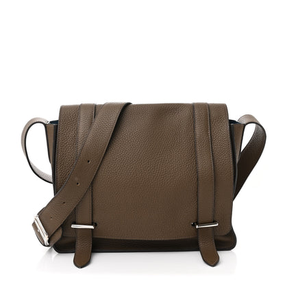 Hermes Taurillon Clemence Verso Steve Caporal Messenger Cacao Bleu Izmir 1 of 17