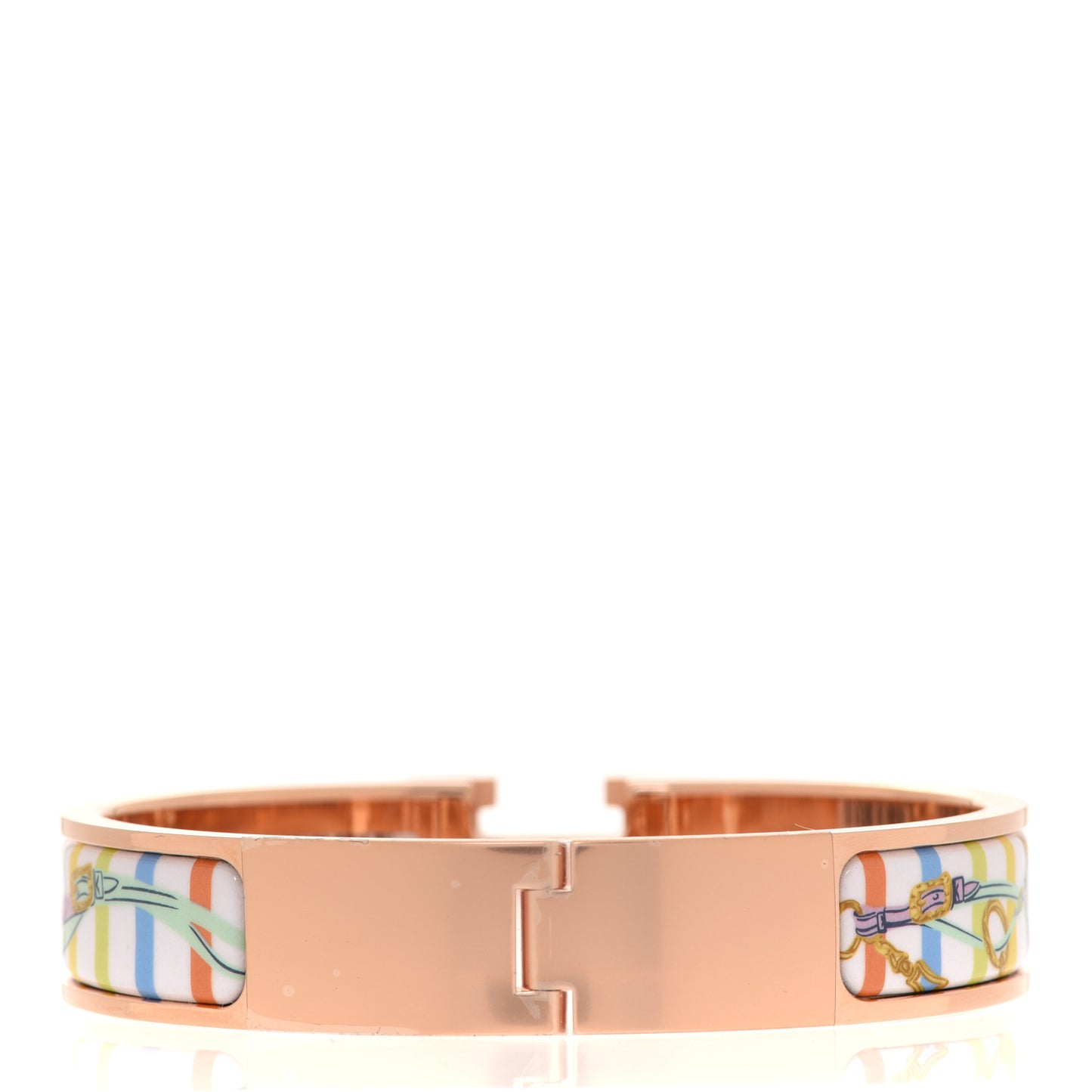 Enamel Printed Brides de Gala Bayadere Narrow Clic Clac H Bracelet PM Pastel Acidulé
