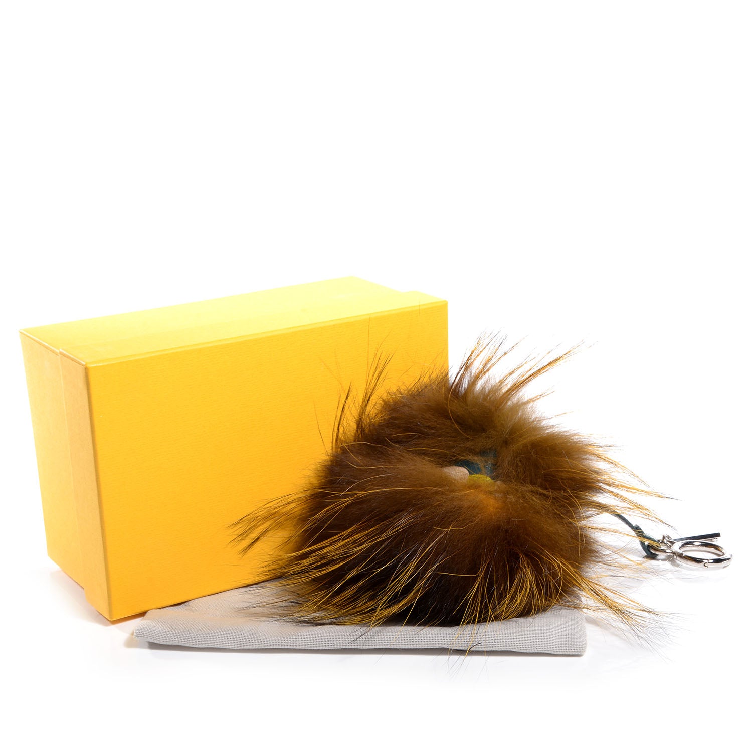 Fendi Fox Fur Vitello Lucy Junior Mini Monster Bag Bug Charm Ocean Multicolor Giallo 5 of 5