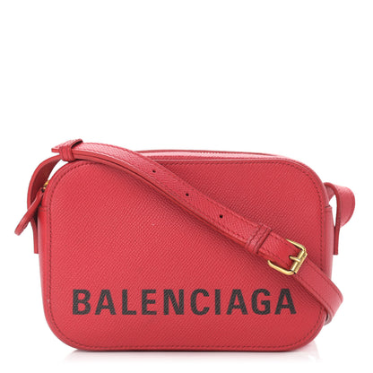 Balenciaga Signature Grained Calfskin Logo XS Ville Camera Bag Rouge Lantern Black 1 of 12