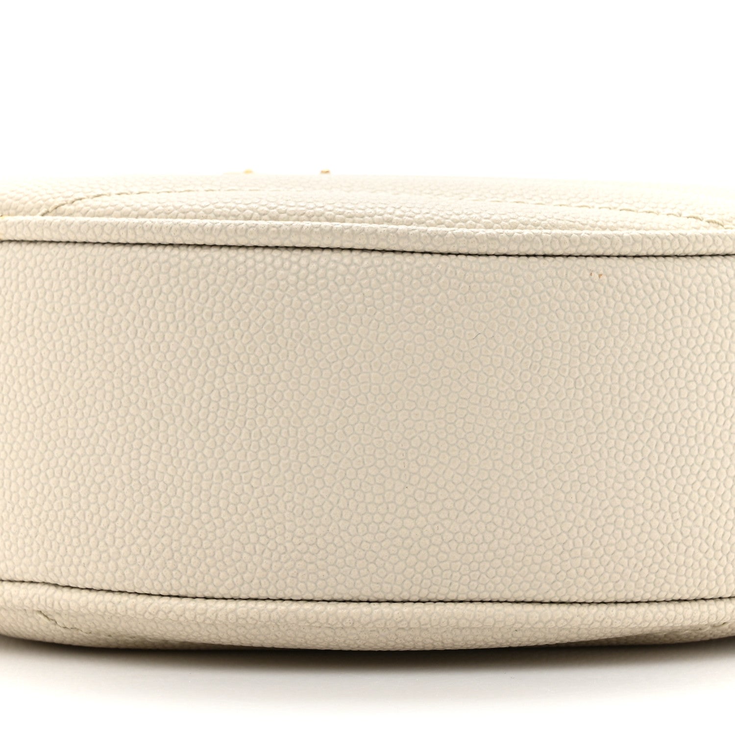 Saint Laurent Grain De Poudre Matelasse Chevron Quilted Round Vinyle Camera Bag Crema Soft 9 of 11