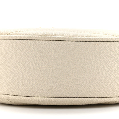 Saint Laurent Grain De Poudre Matelasse Chevron Quilted Round Vinyle Camera Bag Crema Soft 9 of 11