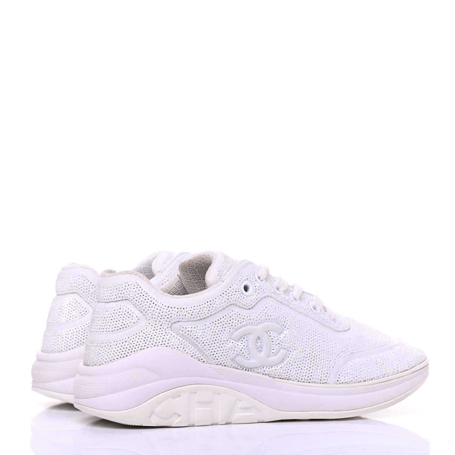 Sequin CC Sneakers 36 White