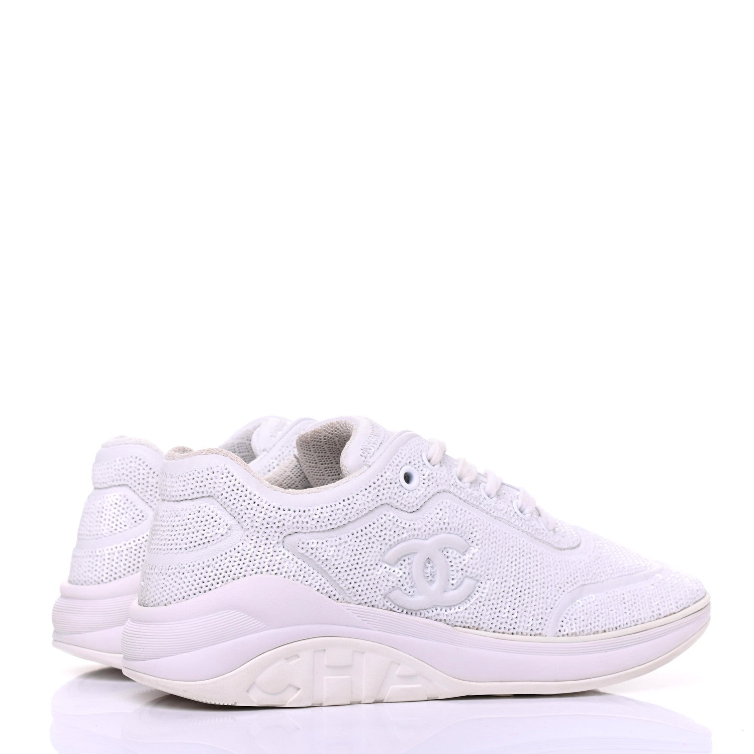 Chanel Sequin CC Sneakers 36 White 4 of 9