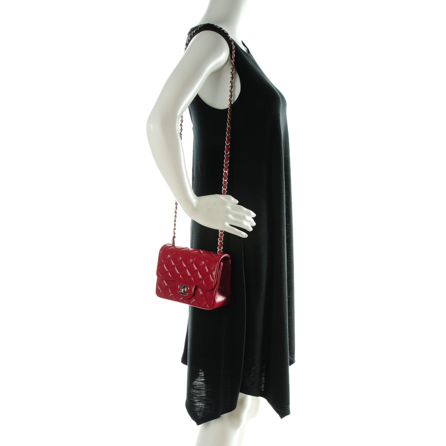 Chanel Caviar Quilted Mini Square Flap Red 2 of 7