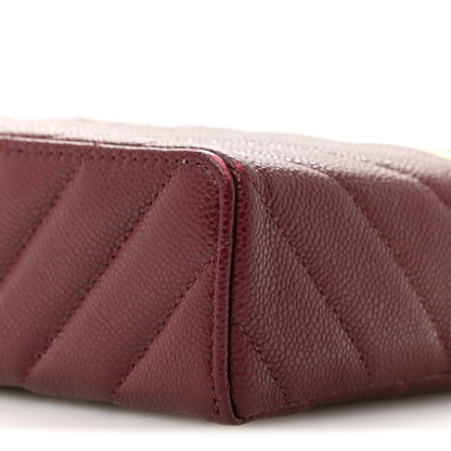 Chanel Shiny Caviar Quilted Sleek Chevron Vanity With Chain Burgundy 10 of 12